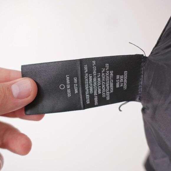 Metaphor Medium Black Double Breasted Belted‎ Hooded Polyester Blend Overcoat - Picture 9 of 11